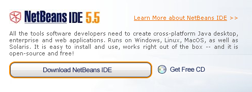 page d'accueil pour télécharger NetBeans 5.5